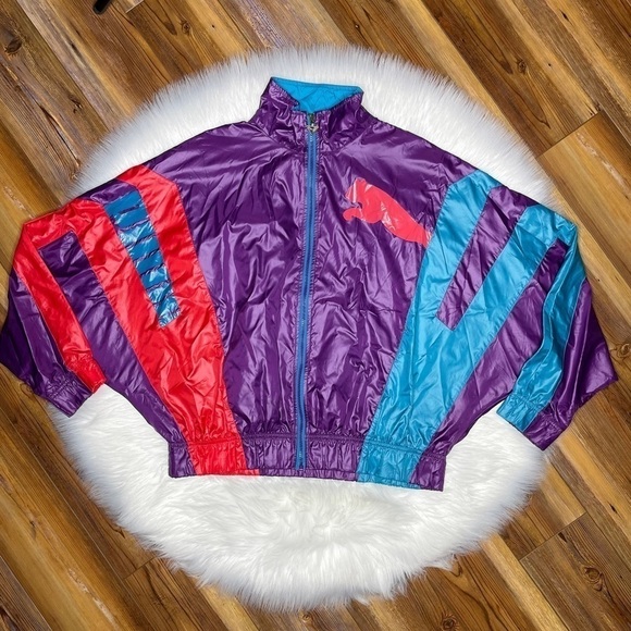 Puma Windbreaker Jacket Sport Lifestyle Full Zip Colorblock - Picture 1 of 4